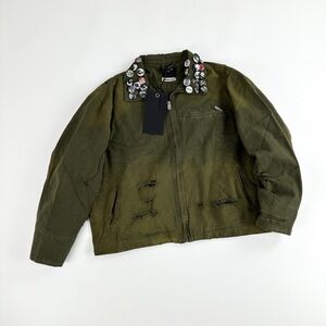 Enfants Riches Deprimes Olive Military Jacket with Button Details